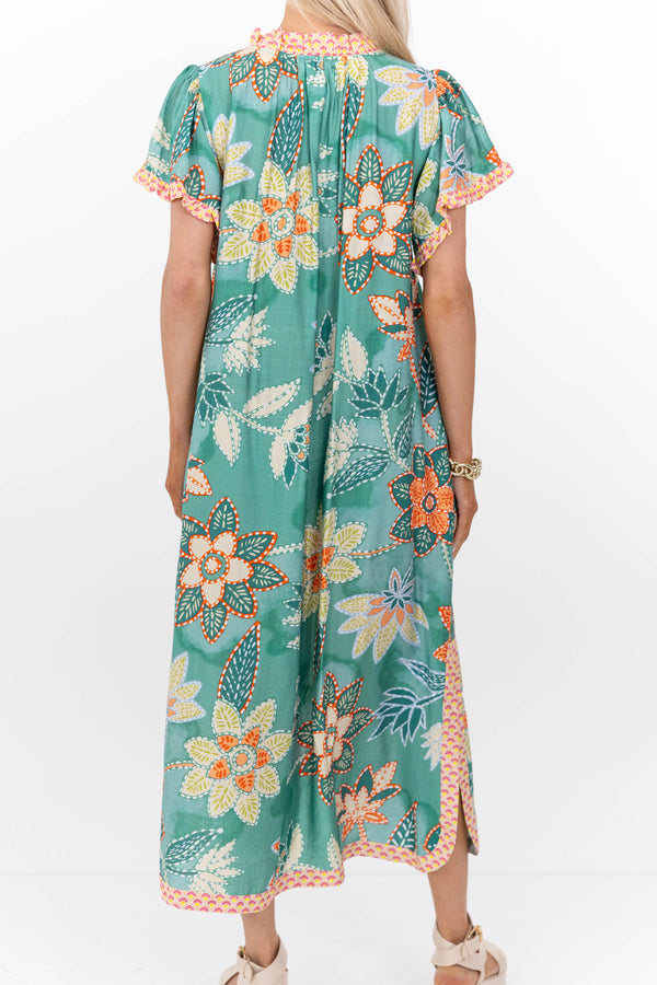 Here’s To Today Green Abstract Midi Dress