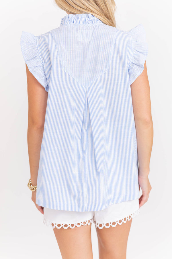 A Little More Lovely Blue Striped Blouse