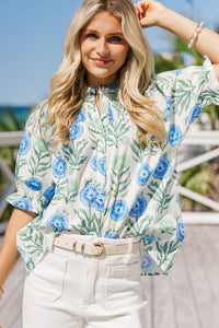 Made to Be Yours Blue Floral Blouse