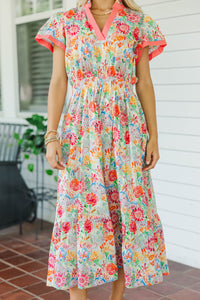 Shine Your Way Pink Abstract Midi Dress