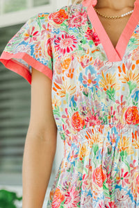 Shine Your Way Pink Abstract Midi Dress