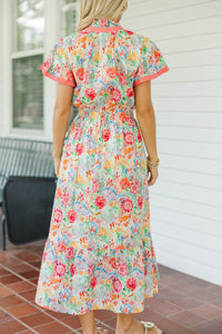 Shine Your Way Pink Abstract Midi Dress