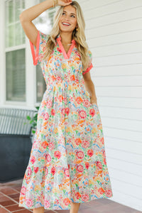 Shine Your Way Pink Abstract Midi Dress