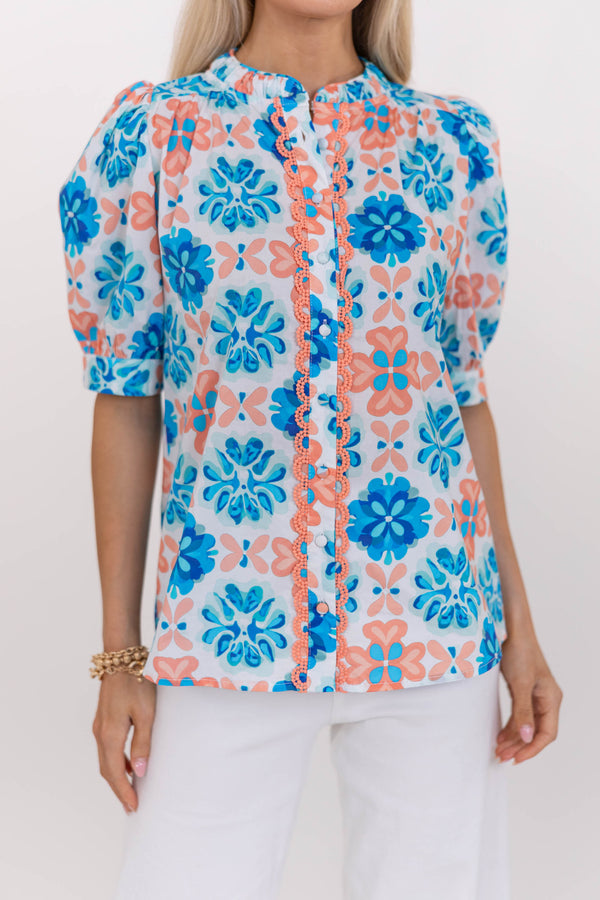 Couldn’t Be More Perfect Blue Floral Blouse