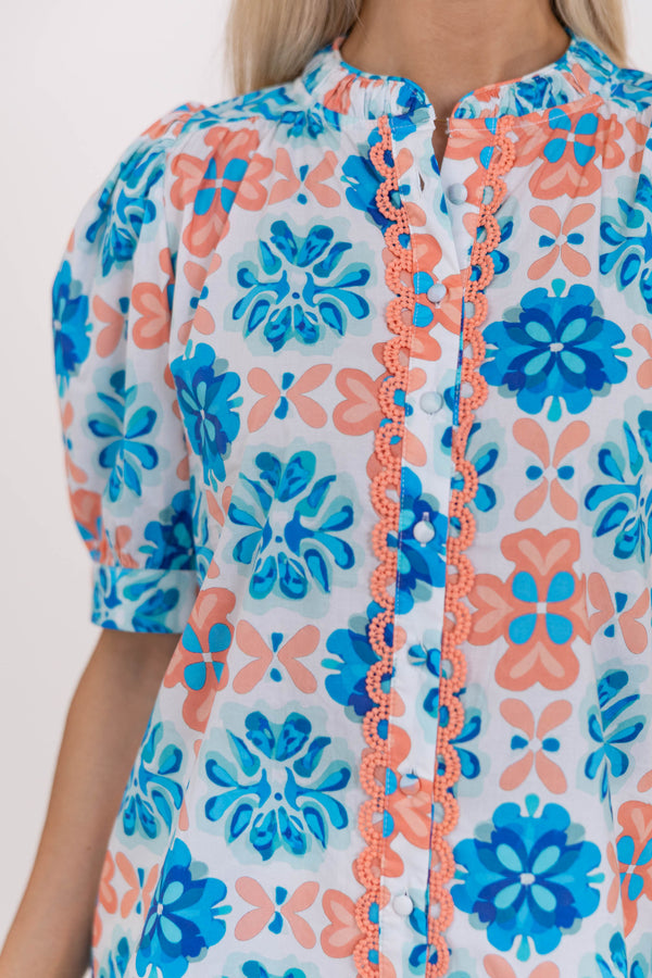 Couldn’t Be More Perfect Blue Floral Blouse