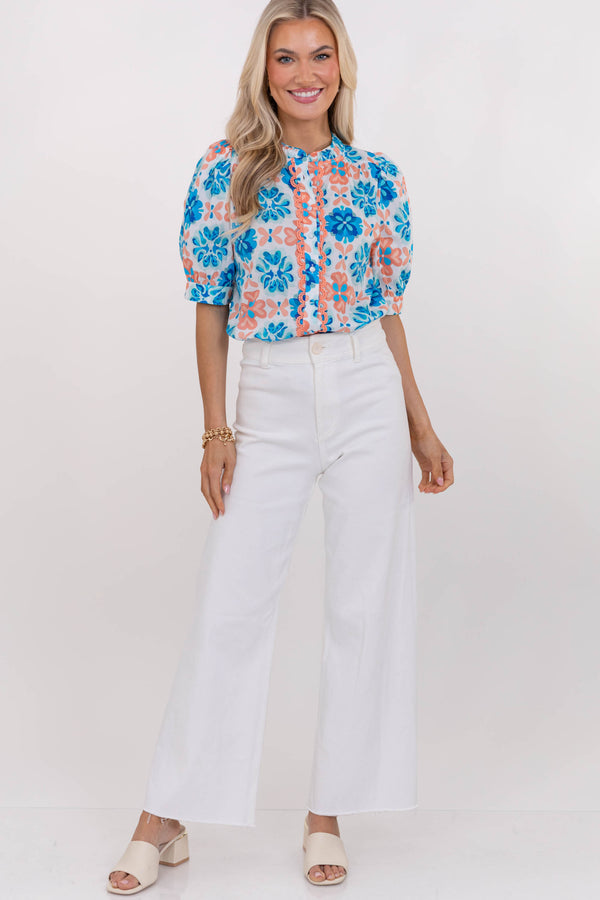 Couldn’t Be More Perfect Blue Floral Blouse