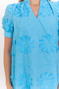 Sweet Season Blue Embroidered Dress