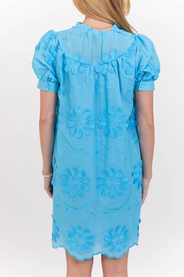 Sweet Season Blue Embroidered Dress, Medium - The Mint Julep Boutique | Women's Boutique Clothing