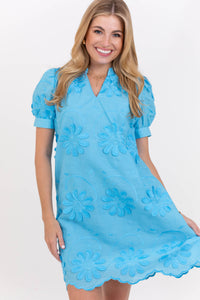 Sweet Season Blue Embroidered Dress