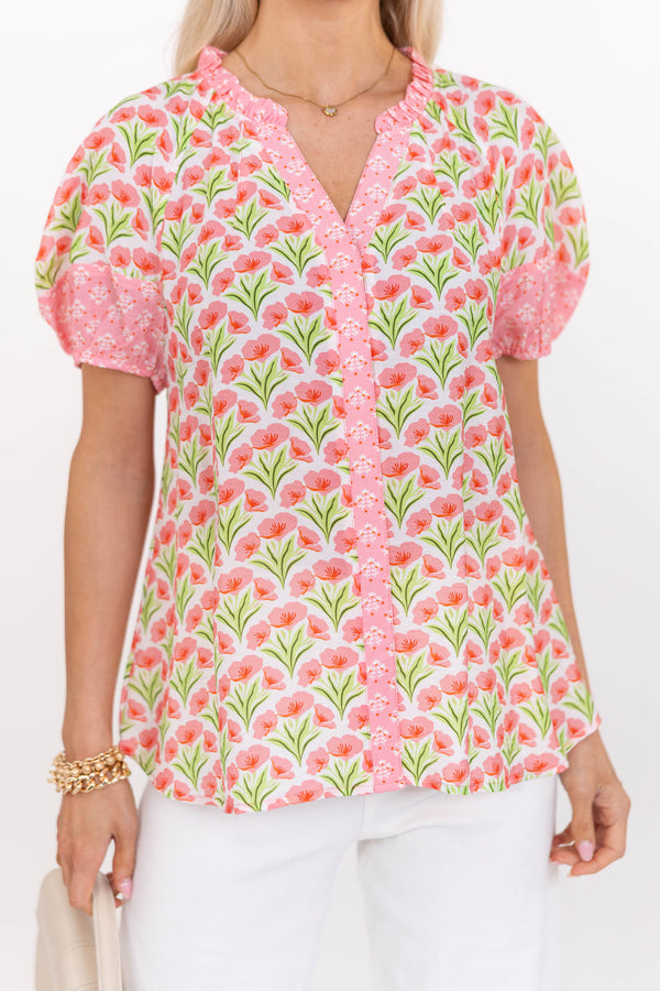 Day Well Spent Blush Floral Blouse