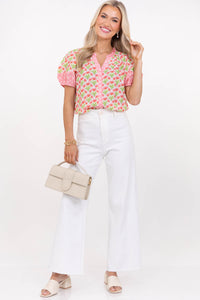 Day Well Spent Blush Floral Blouse