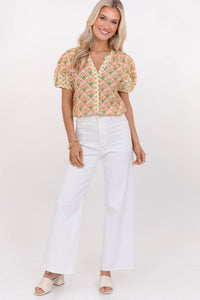 Day Well Spent Coral Floral Blouse
