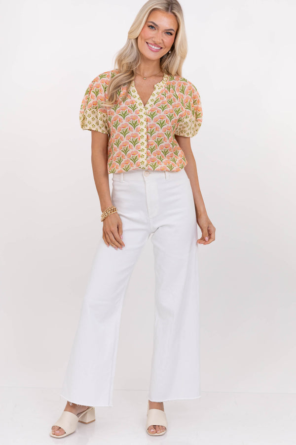 Day Well Spent Coral Floral Blouse