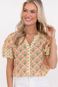 Day Well Spent Coral Floral Blouse