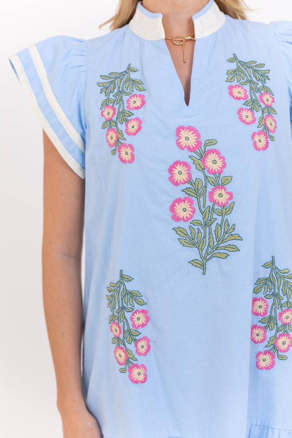 Hold This Moment Blue Medallion Dress