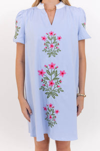 Pure Delight Blue Embroidered Dress