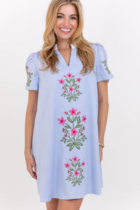Pure Delight Blue Embroidered Dress