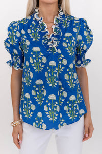 Soft Smiles Only Blue Ditsy Floral Blouse