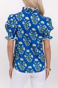 Soft Smiles Only Blue Ditsy Floral Blouse