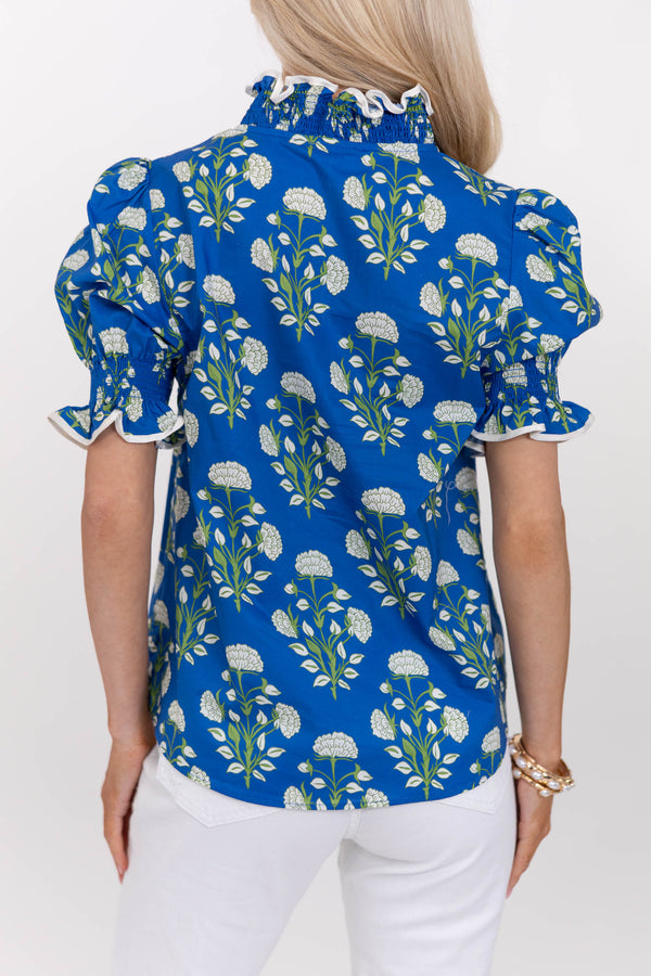 Soft Smiles Only Blue Ditsy Floral Blouse