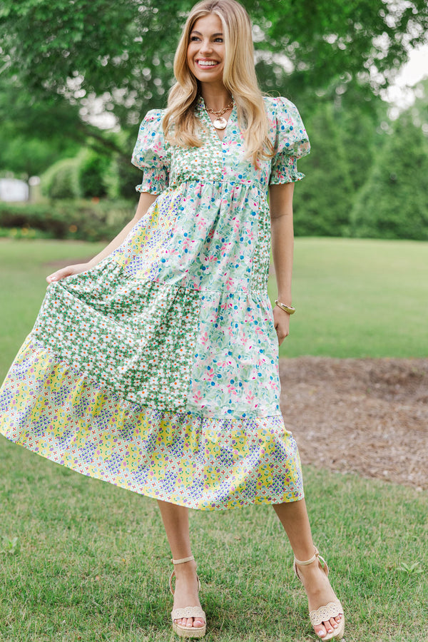 Honey Please Green Mixed Print Midi Dress Shop the Mint Honey Please Green Mixed Print Midi Dress Shop the Mint
