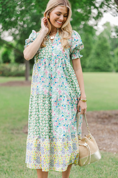 honey teal maxi dress Honey Please Green Mixed Print Midi Dress – Shop the Mint