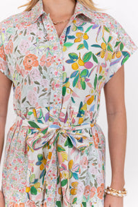 For The Occasion Coral Mixed Print Midi Dress