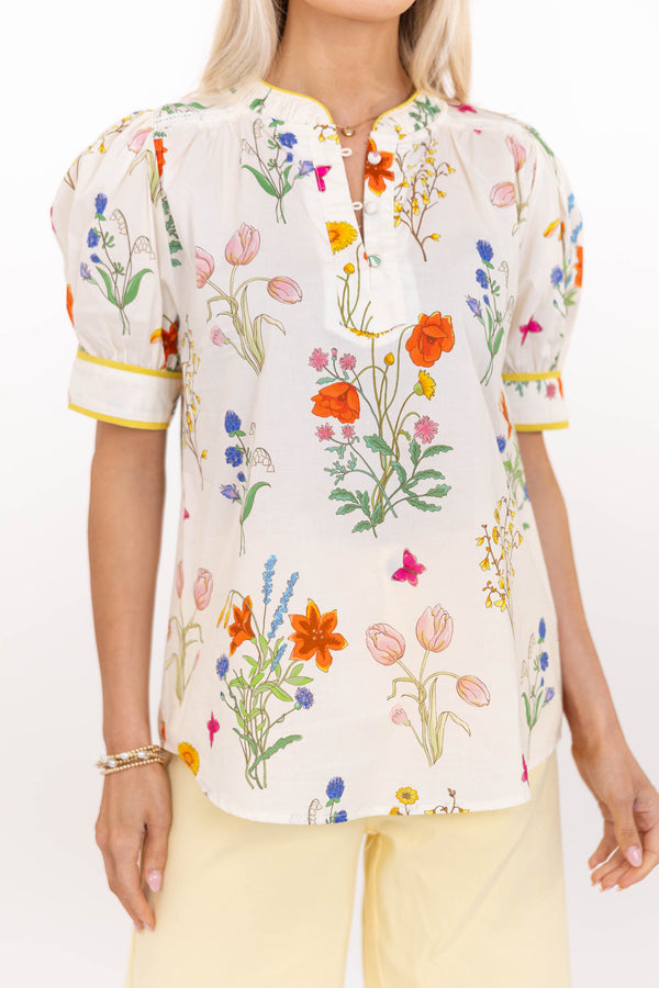 Everything I Wanted Cream Floral Blouse