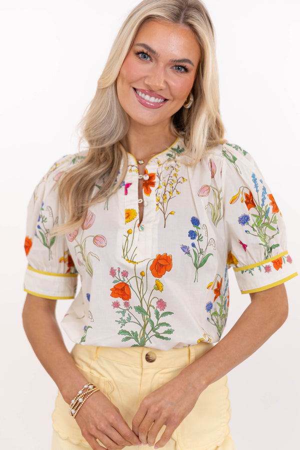 Everything I Wanted Cream Floral Blouse
