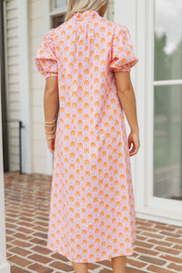 Graceful Heart Pink Medallion Midi Dress
