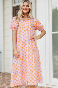 Graceful Heart Pink Medallion Midi Dress