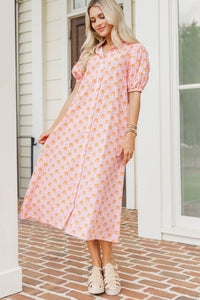 Graceful Heart Pink Medallion Midi Dress