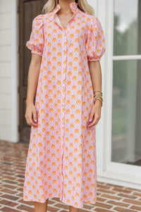 Graceful Heart Pink Medallion Midi Dress