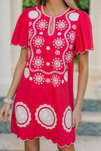 So Good You’ll Smile Pink Embroidered Dress