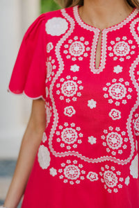 So Good You’ll Smile Pink Embroidered Dress