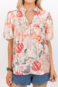 A Little Bit Lovely Cream Floral Blouse