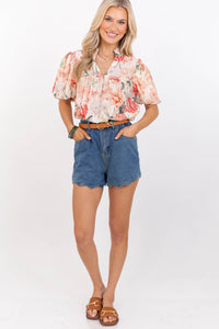 A Little Bit Lovely Cream Floral Blouse