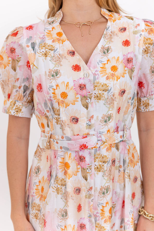 Just One More Reason Cream Ditsy Floral Dress
