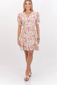 Just One More Reason Cream Ditsy Floral Dress