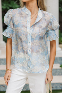 Quietly Stunning Blue Floral Blouse