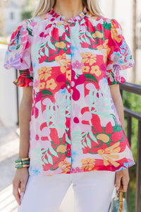 You Had Me At Hello Red Floral Blouse