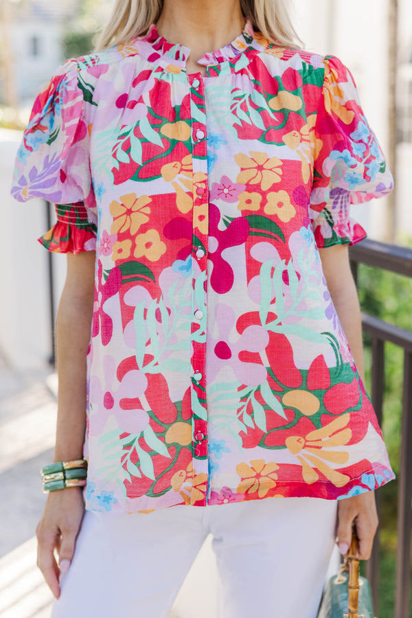 You Had Me At Hello Red Floral Blouse