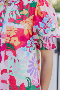 You Had Me At Hello Red Floral Blouse