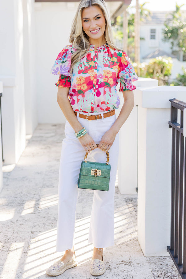 You Had Me At Hello Red Floral Blouse