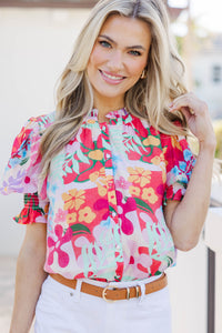 You Had Me At Hello Red Floral Blouse