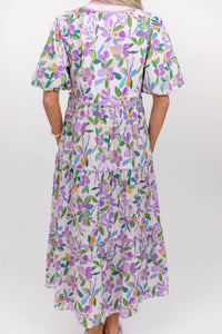 Always Works Well Lavender Floral Midi Dress