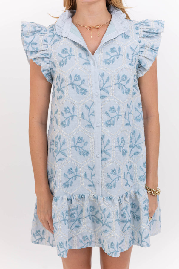 Gracefully Yours Mint Embroidered Shift Dress