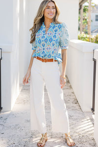 Pretty in Every Way Blue Floral Blouse