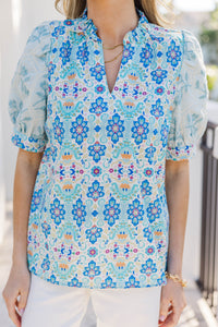 Pretty in Every Way Blue Floral Blouse