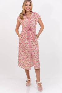 The Everyday Favorite Pink Floral Midi Dress